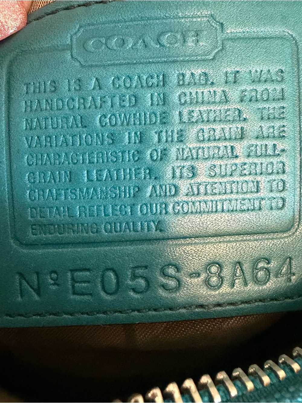Coach Vintage Hamptons Demi Baguette Shoulder Bag Teal Leather - Picture 10 of 11